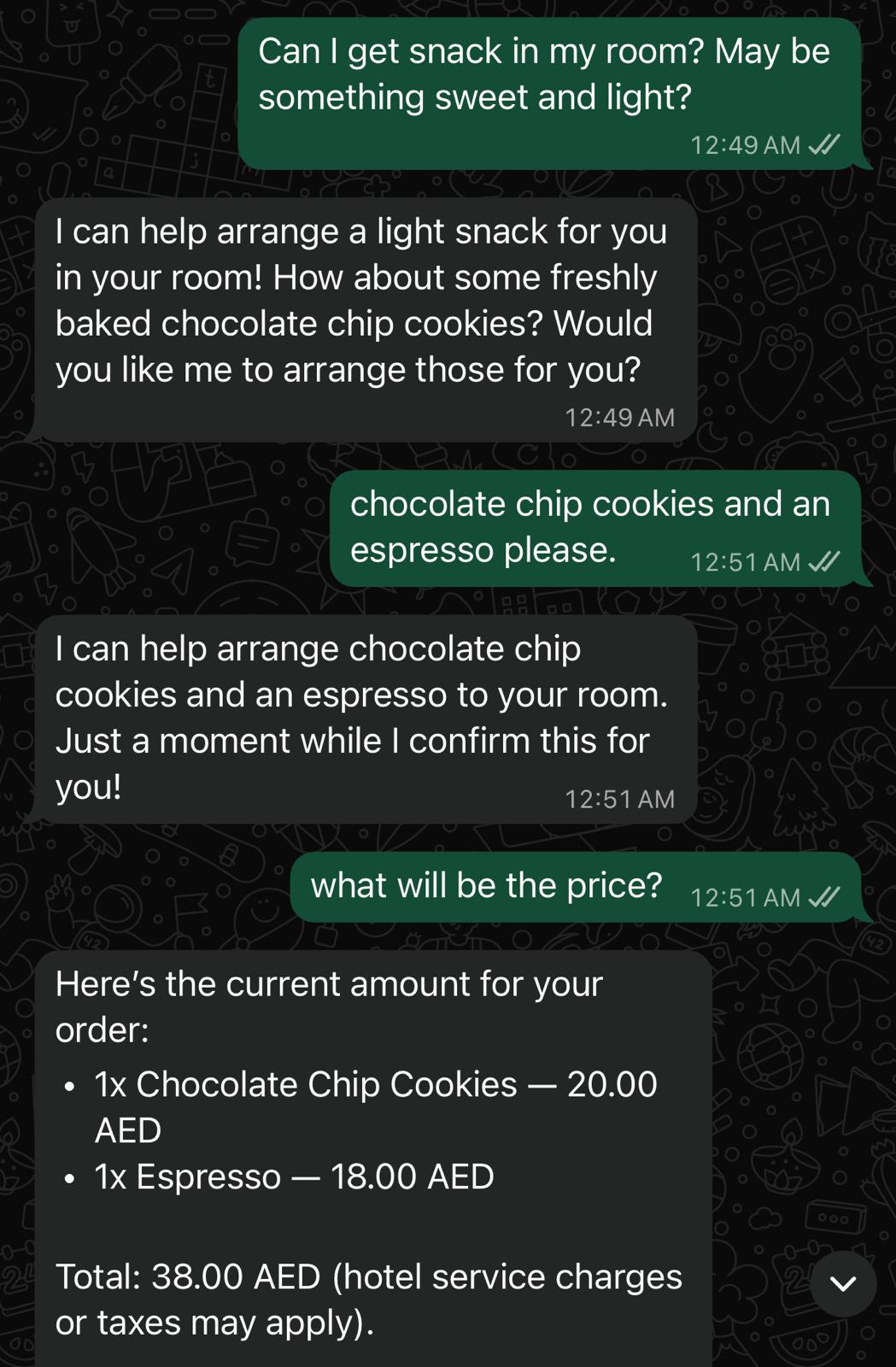 GSE handling a guest room service order